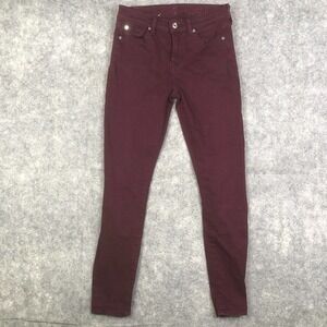 7 For All Mankind Gwenevere Skinny Ankle Jeans Size 24 Burgundy Stretch